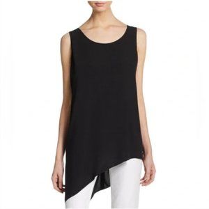 Silk Asymmetric Draped Shell Black